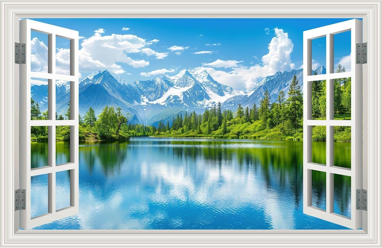 Mountain Lake Forest Tree Wall Mural – Set of 2 Sheets