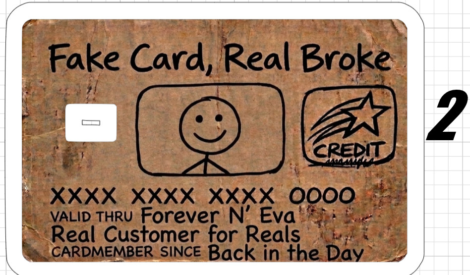 Cardboard Sign ATM Debit Credit Gift Card Skin Sticker Parody Gag Jokes Satire