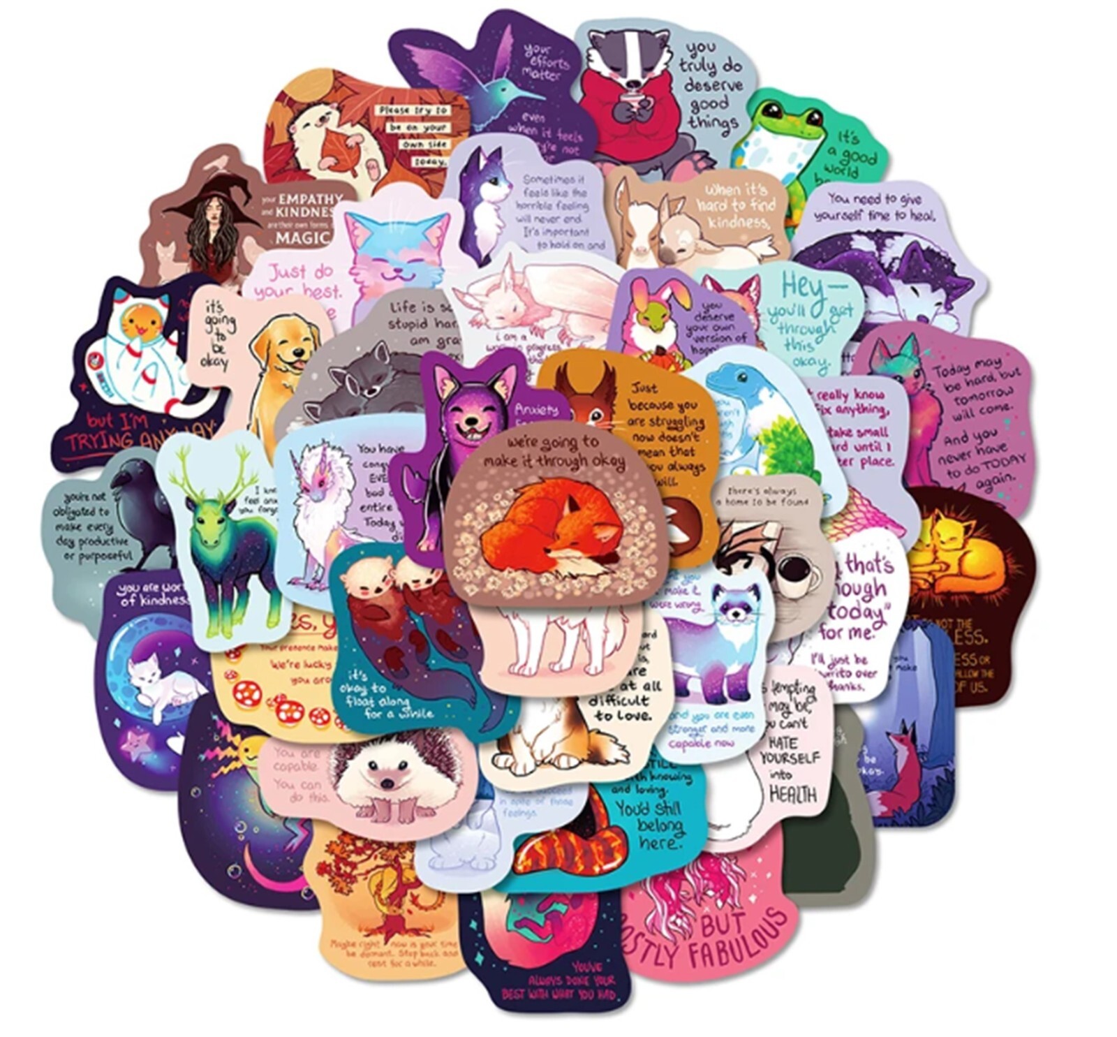 50pcs INSPERATION FROM ANIMALS STICKERS, Words of Wisdom, Laptop, Phone, Windows