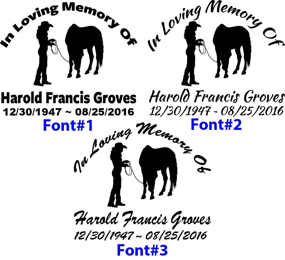 In Loving Memory – Cowgirl Horse Farm Rancher Barn Sticker Decal Personalized