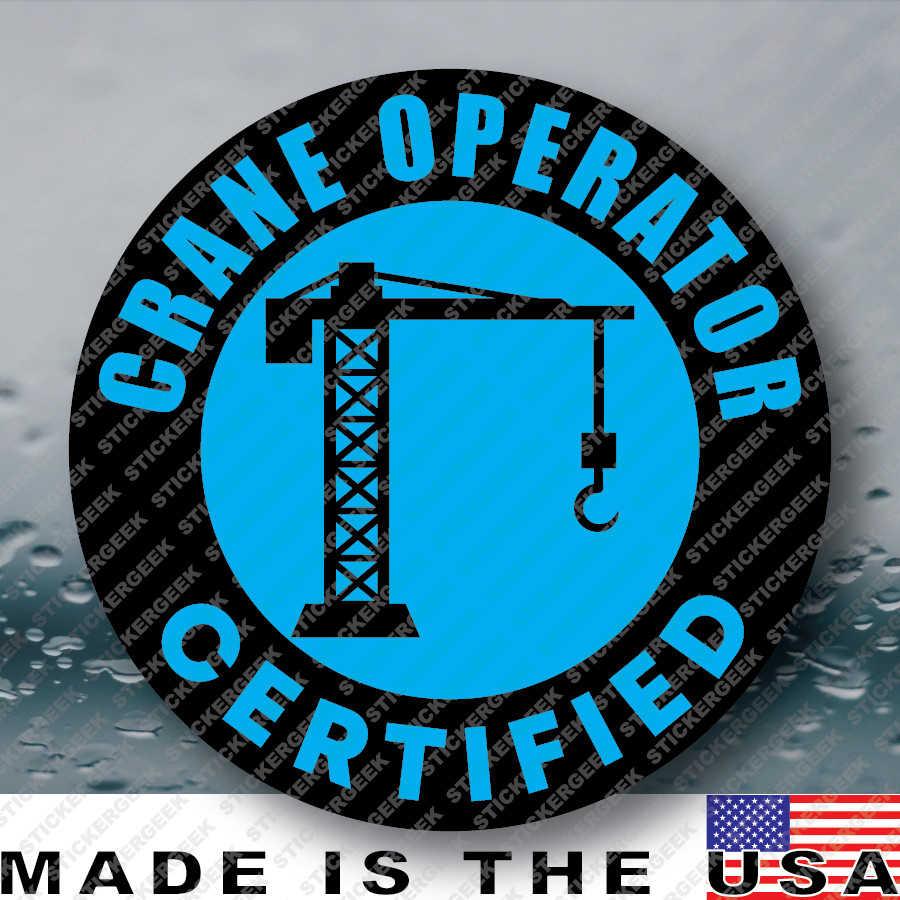 Crane Operator Certified Funny Hard Hat Helmet Gag Prank Joke Sticker 2IN