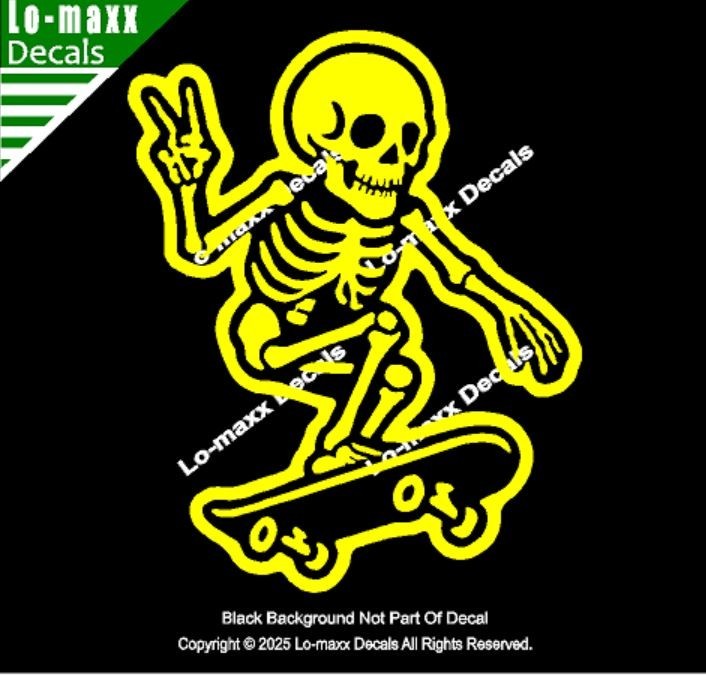 Skateboarding Skeleton Bones On Board Funny Die Cut Vinyl Decal Sticker