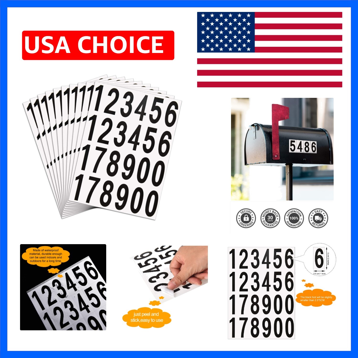 Versatile 240PCS Number Stickers – Self-Adhesive Vinyl for Signage & Address