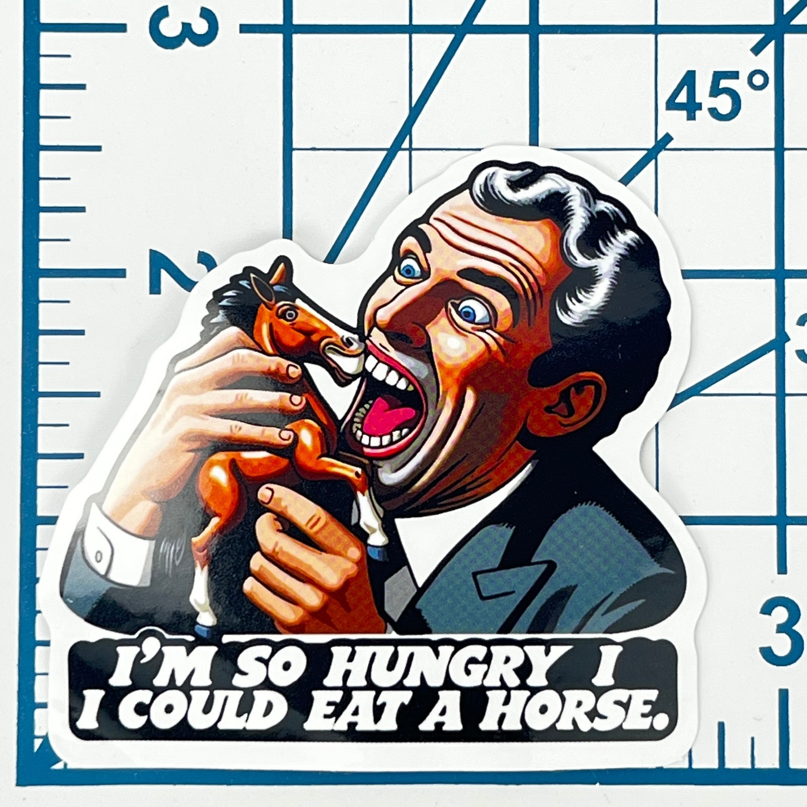 I Could Eat A Horse Vinyl Sticker Pulp Art Funny Idiom Decal Laptop Bottle Retro