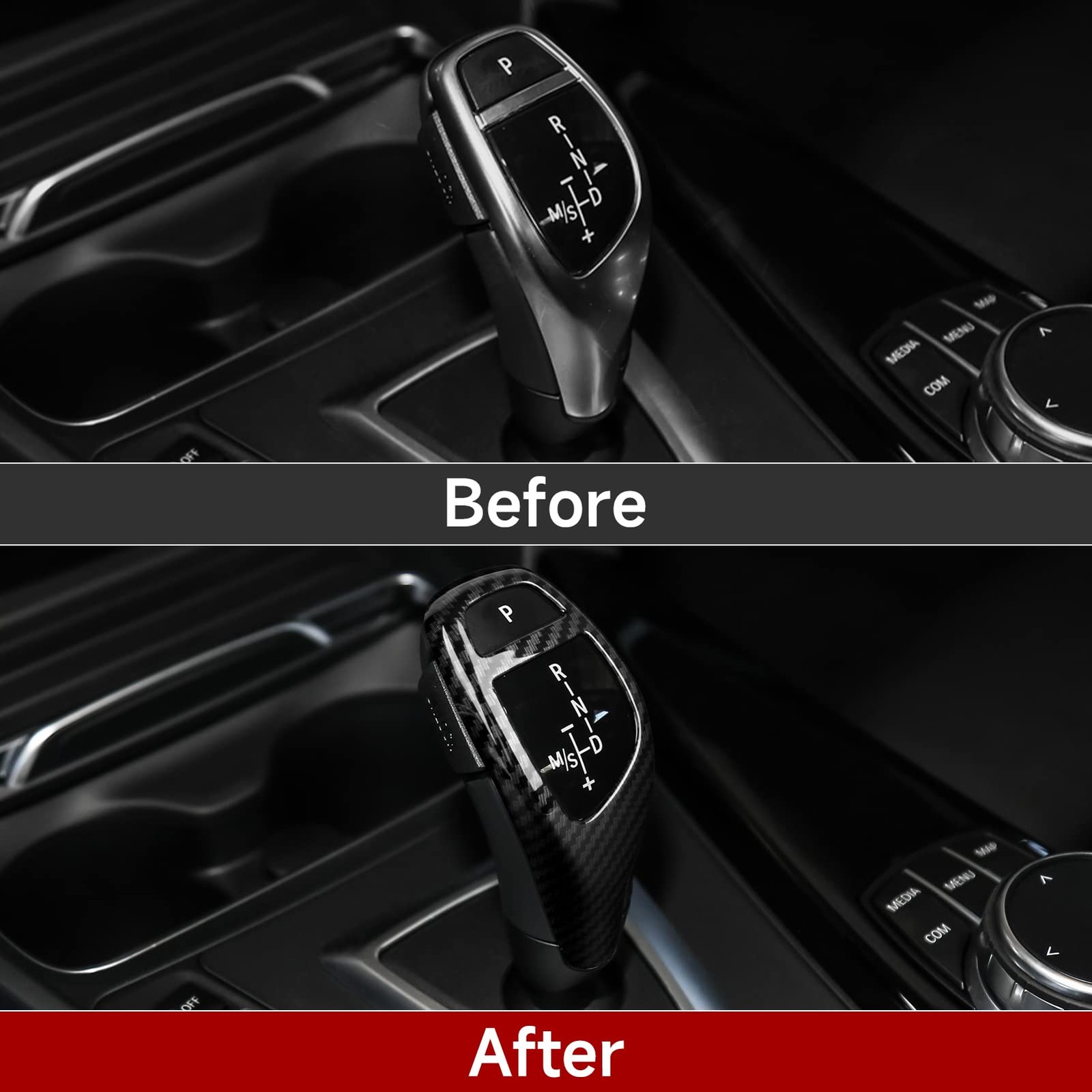 Car Sticker Decals Gear Shift Knob Cover Carbon Color ABS Trim fits for BMW F…