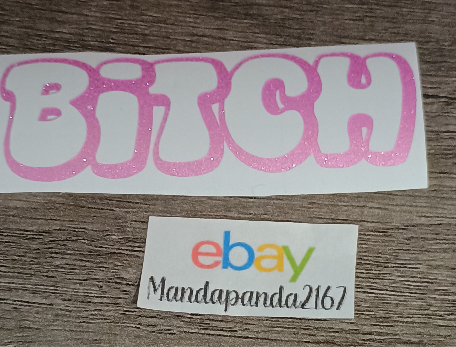 3" x 1" Pink Bitch Decal – Shimmer Permanent Vinyl – Sparkly – Glittery – Cute
