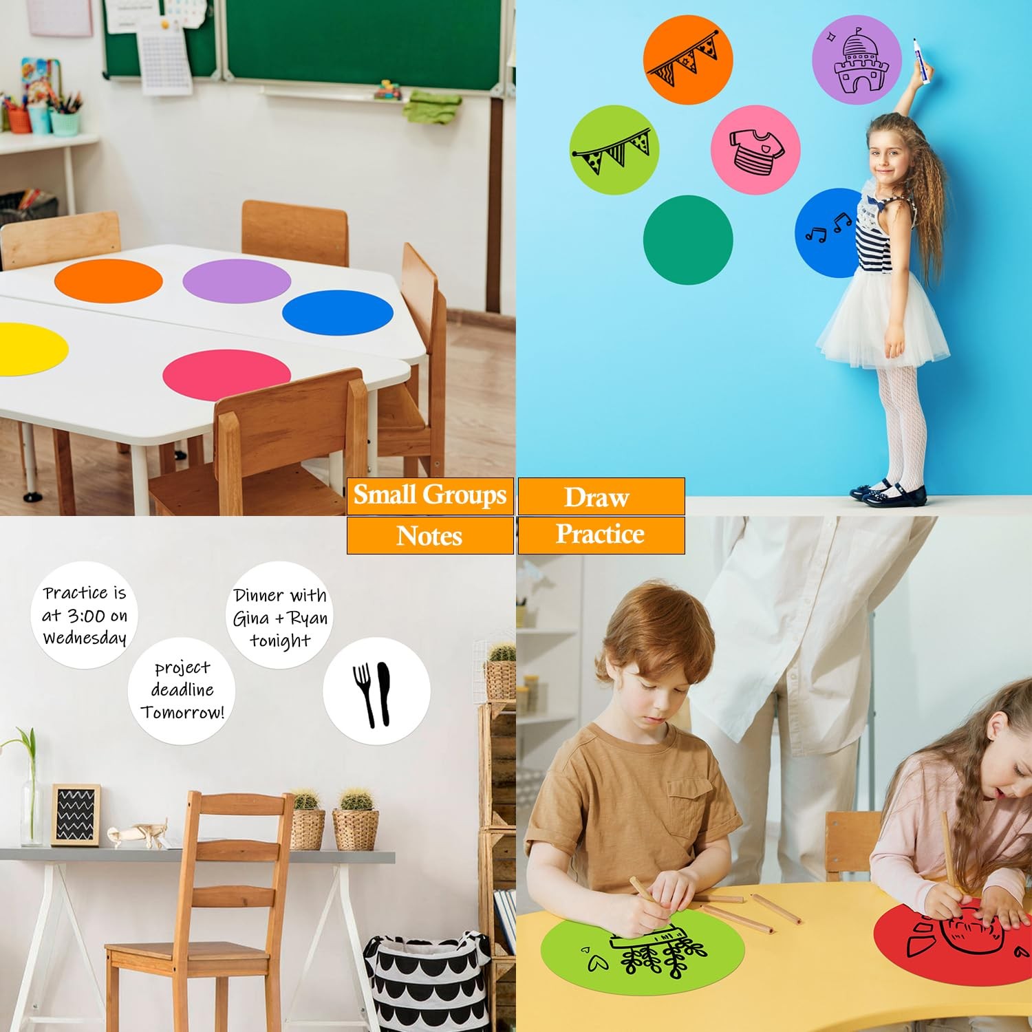 Colorful Dry Erase Dots Circles for Tables Dry Erase Spots for Desk, 20 Pcs |…