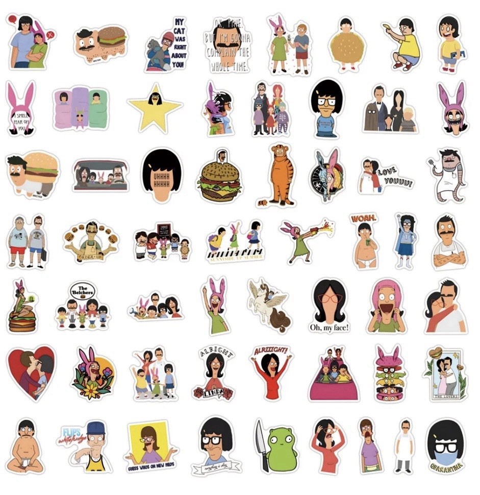 10 pcs Bobs Burgers TV Show Stickers, Funny Vinyl Decal, Matte & Water Proof