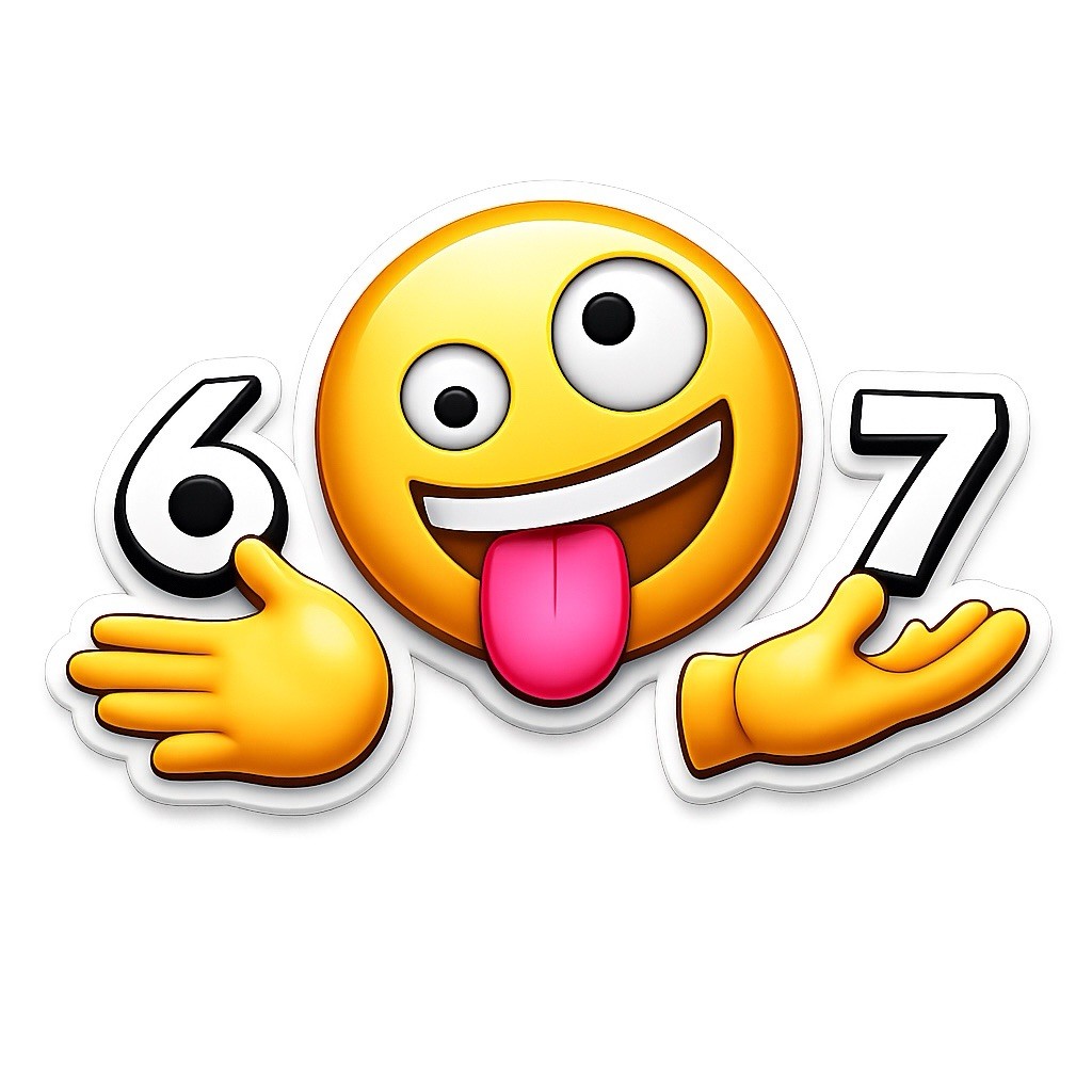 Funny 6 7 Emoji Sticker – Silly Face Tongue Out Waterproof Vinyl Decal Six Seven