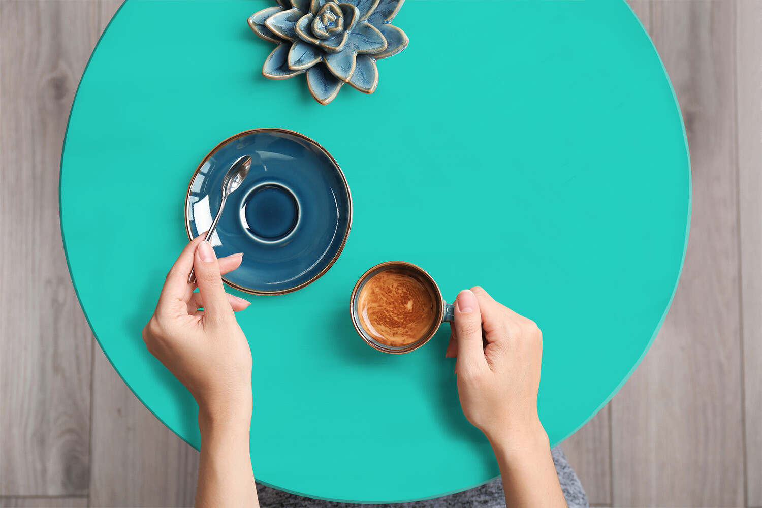 Decorative Sticker for Table for Wardrobe Foil Self-Adhesive Turquoise 100×50