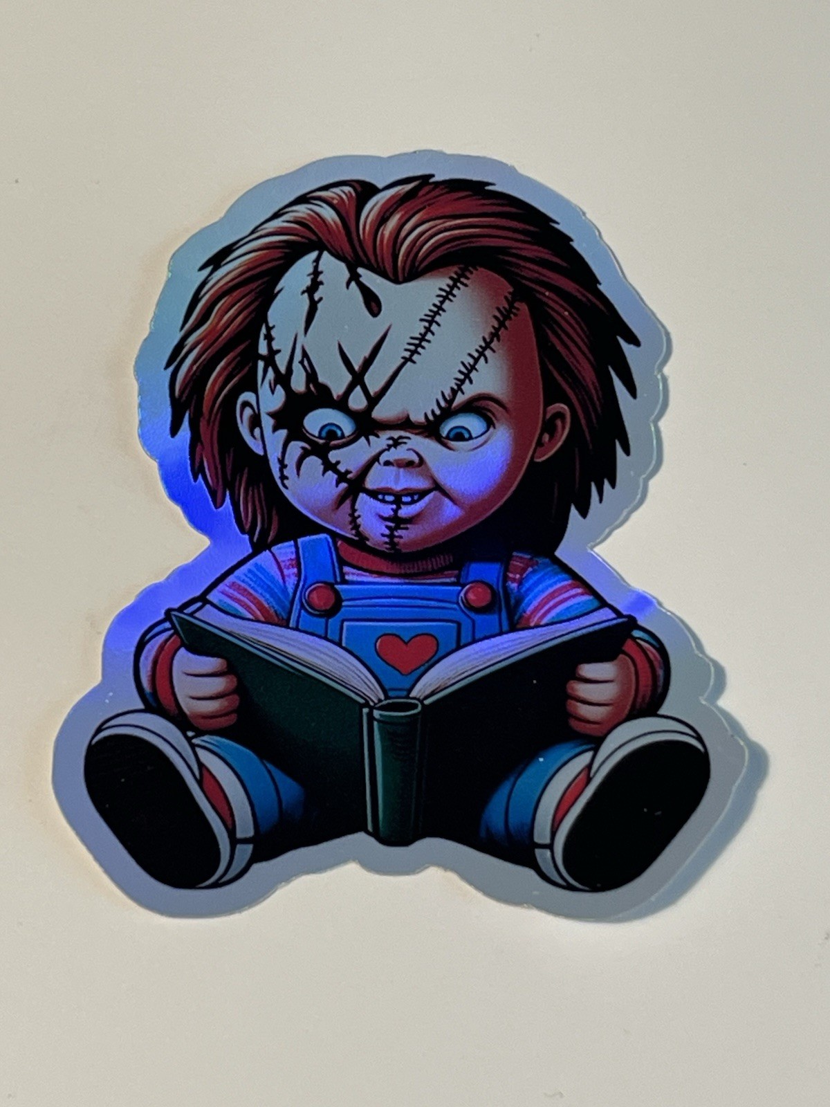 Child Play Chucky Reading Book 3inch Holographic Waterproof sticker