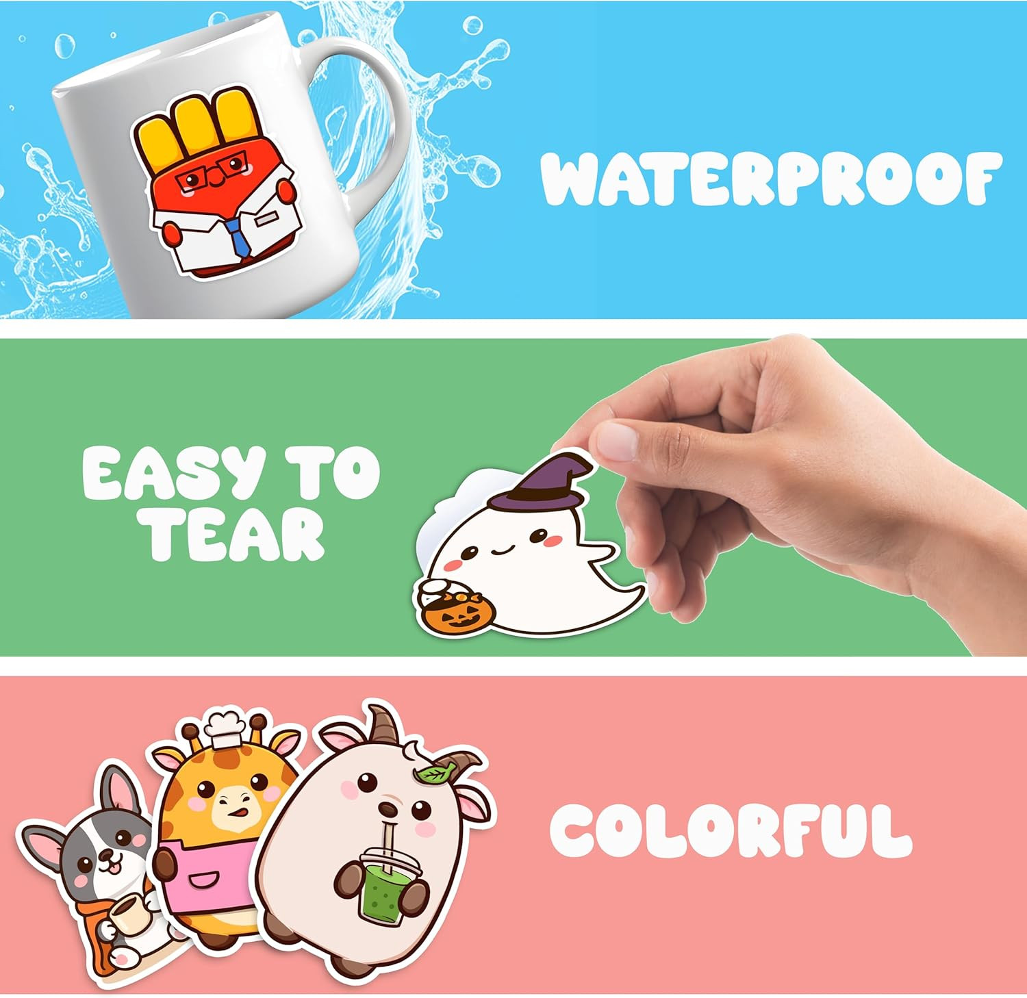 156 PCS Animal Stickers for Kids – Cute Waterproof Vinyl Self Adhesive Stickers