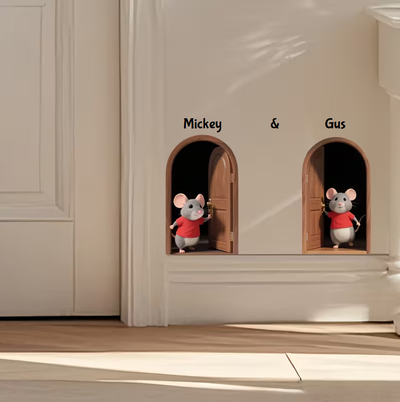 Cute Little Mouse Sticker – Mickey & Gus Removable Waterproof Matte Decal 4" x 2