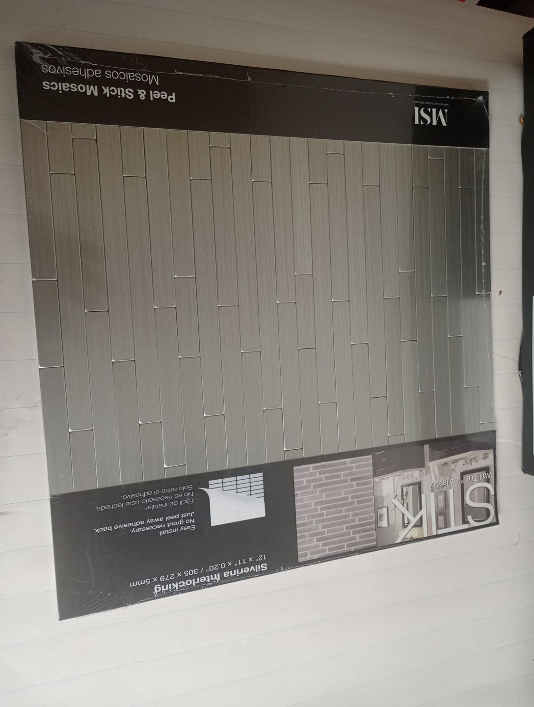 Lot Of 20 Peel And Stick Mosaic 12"X11"X0.20" Tiles Silver Finish By MSI