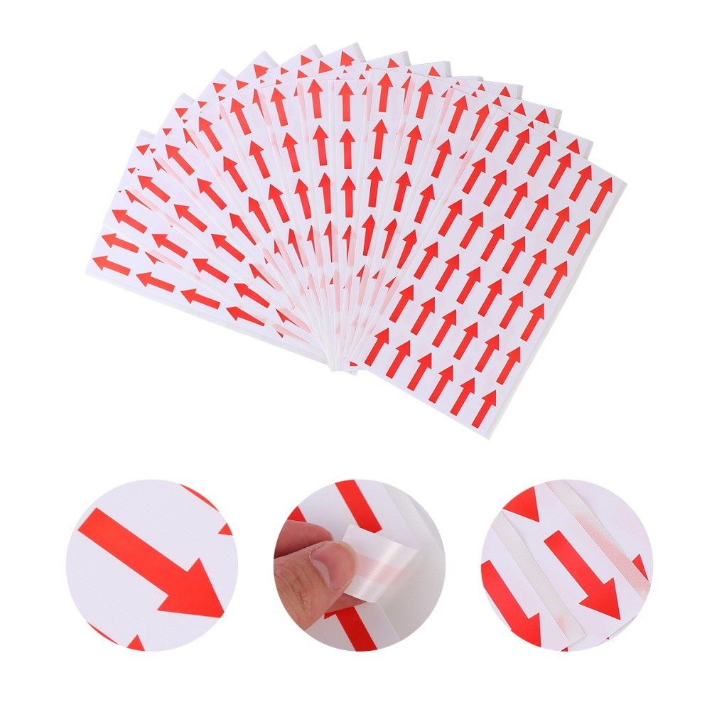500 Pcs Red Arrow Sticker Self Adhesive Copper Paper Directional Label