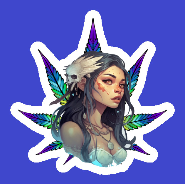 Native American Stoner Weed Smoker Sticker Vinyl Laptop Indigenous Art