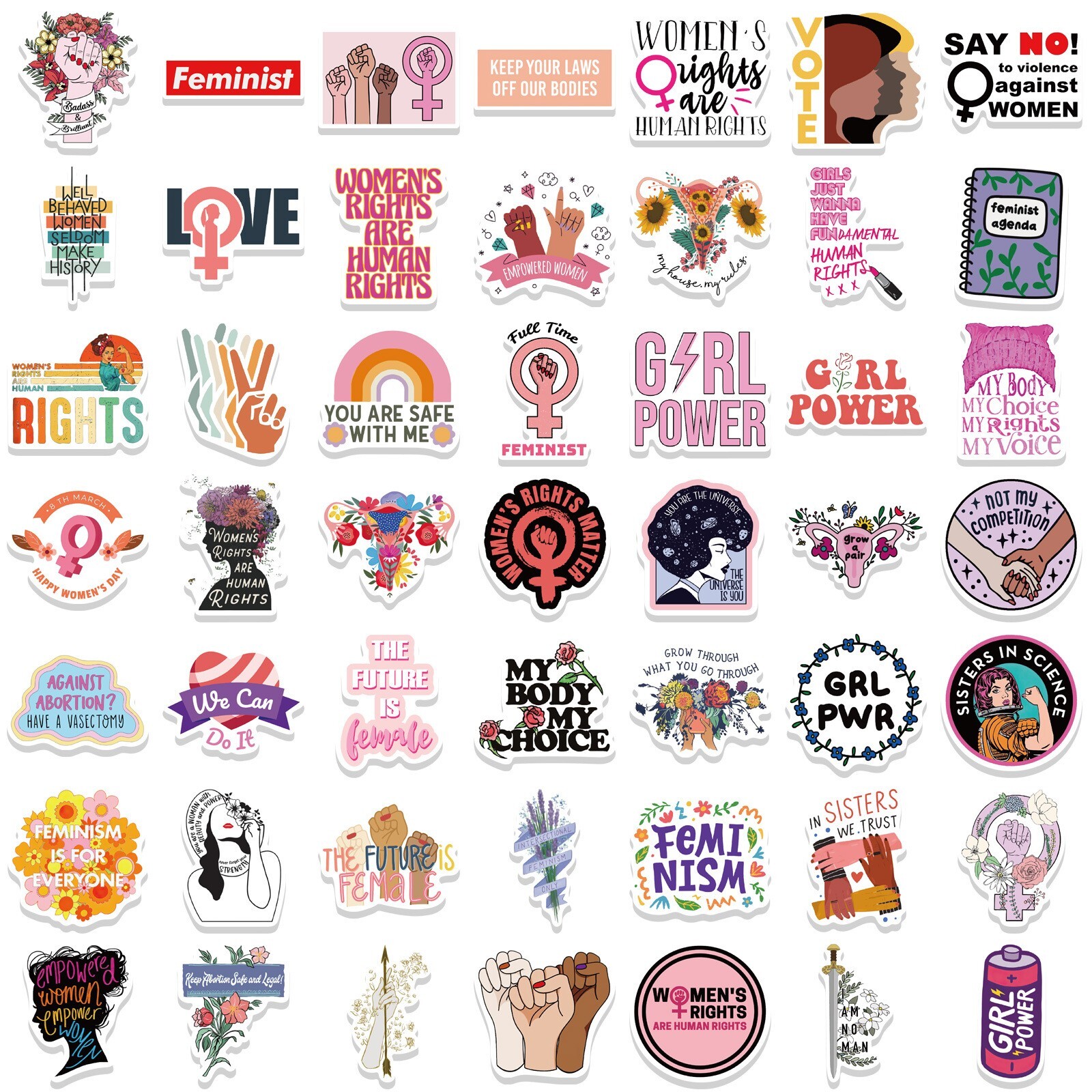 200pcs Feminist Stickers, Pride Queer LGBTQ Feminism GIRL POWER Equality,#055183