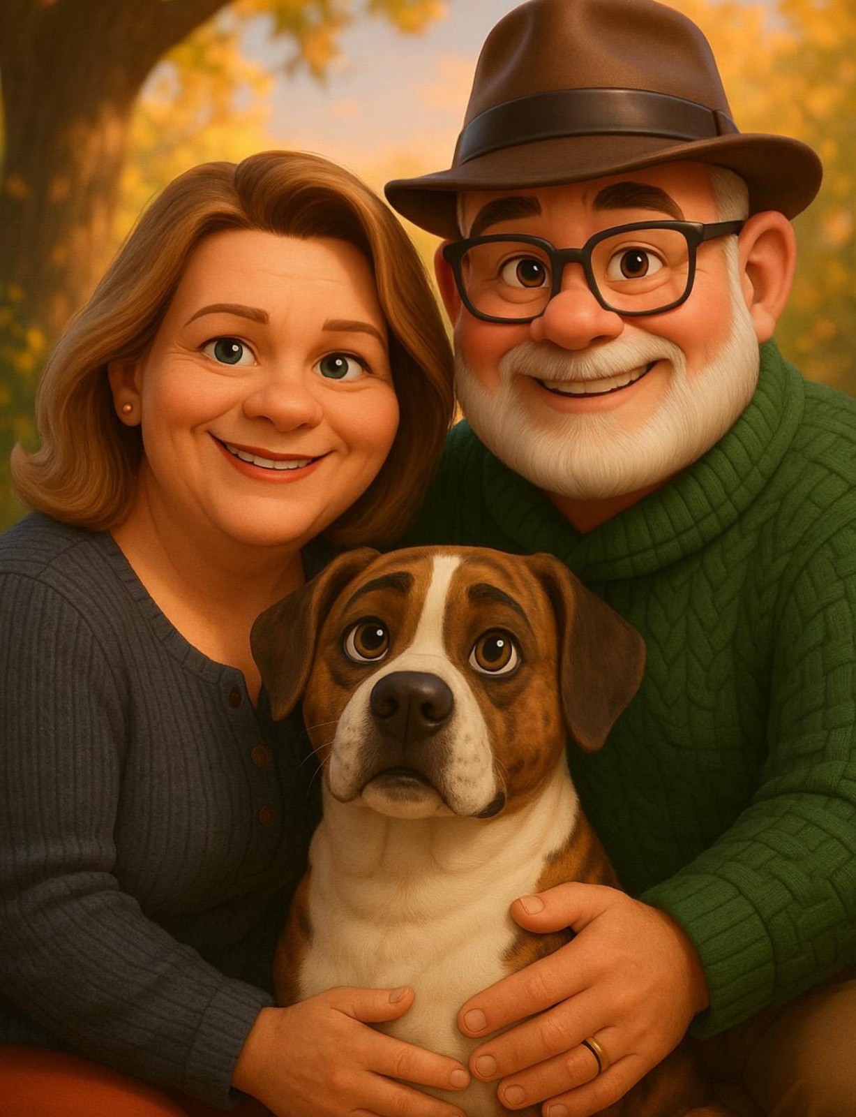 Custom Pixar Style Cartoon Portrait – Personalized Digital Art Couples family