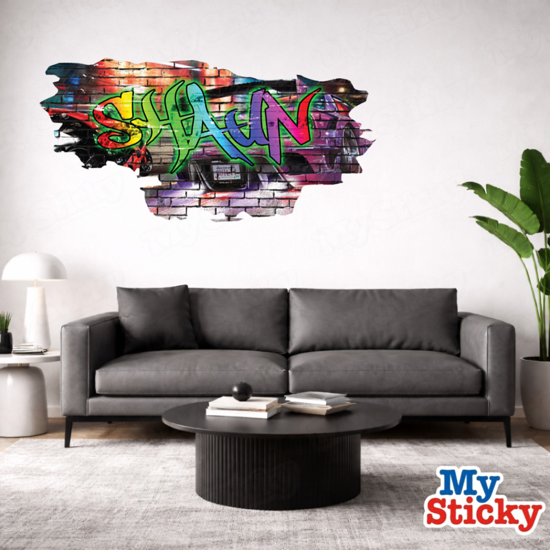 Personalized 3D Graffiti Name Wall Decal – Custom Art Vinyl Decor Sticker