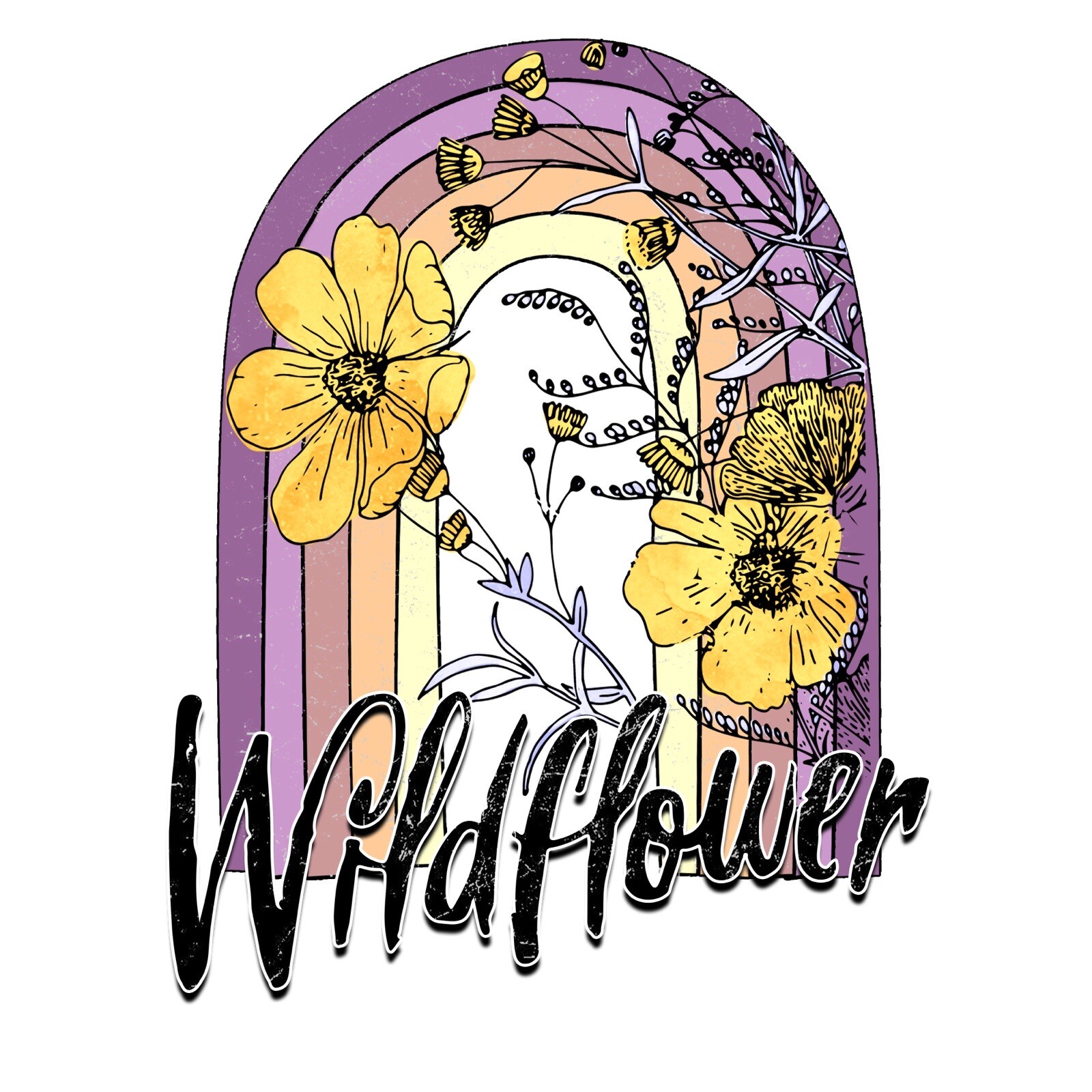 4” Wildflower Sticker Purple Rainbow Yellow Flowers Nature Hippie Love