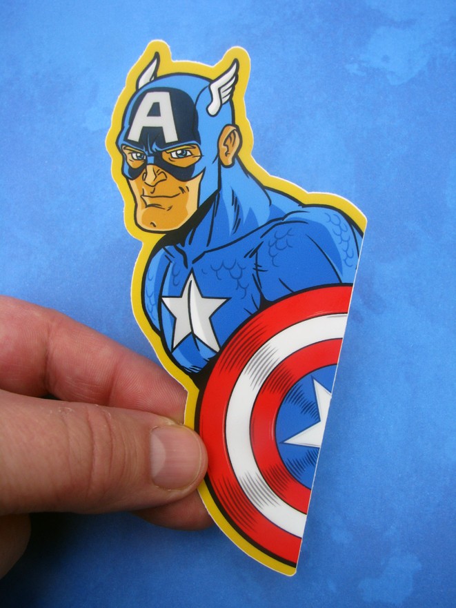 Peeking Captain America Vinyl Sticker 80s Marvel Truck Car Laptop Avengers Decal