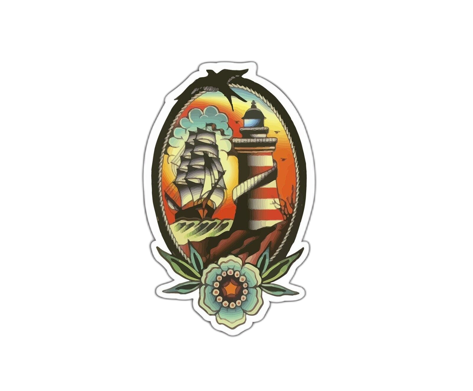 Ship Lighthouse Sticker New School