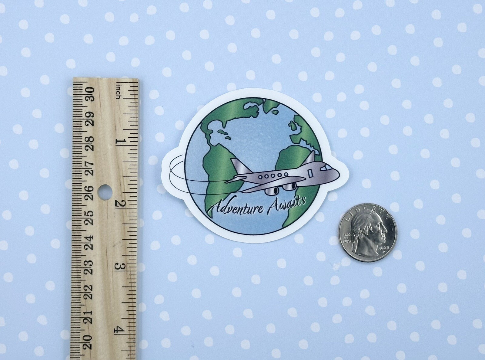 Travel Sticker Trip Airplane Water Bottle Laptop Vinyl Matte Finish 3 Inch Wide