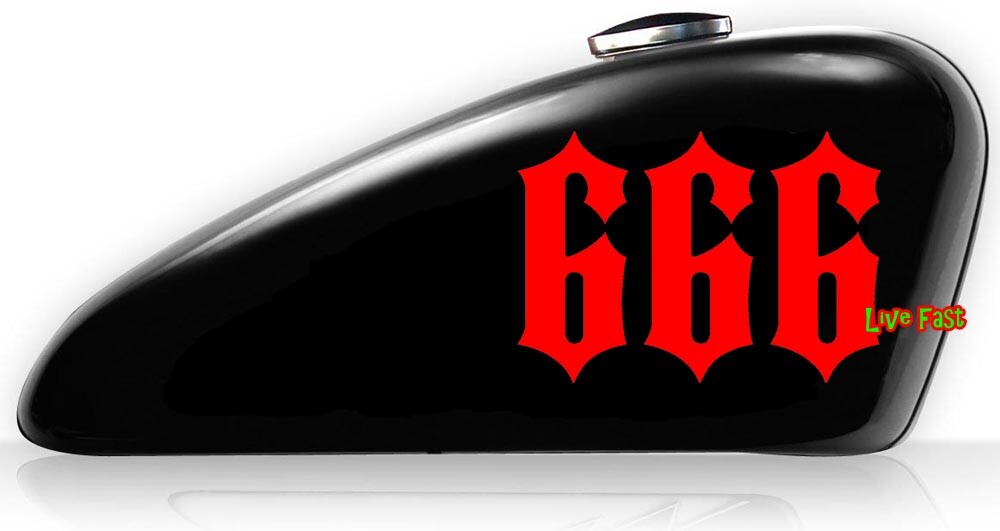 666 DECAL STICKER outlaw biker custom chopper motorcycle gas tank art ftw 13 69
