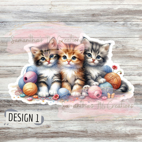 Kittens Vinyl Stickers 3" For Laptops, Cups, Etc. Indoor, Water Resistant