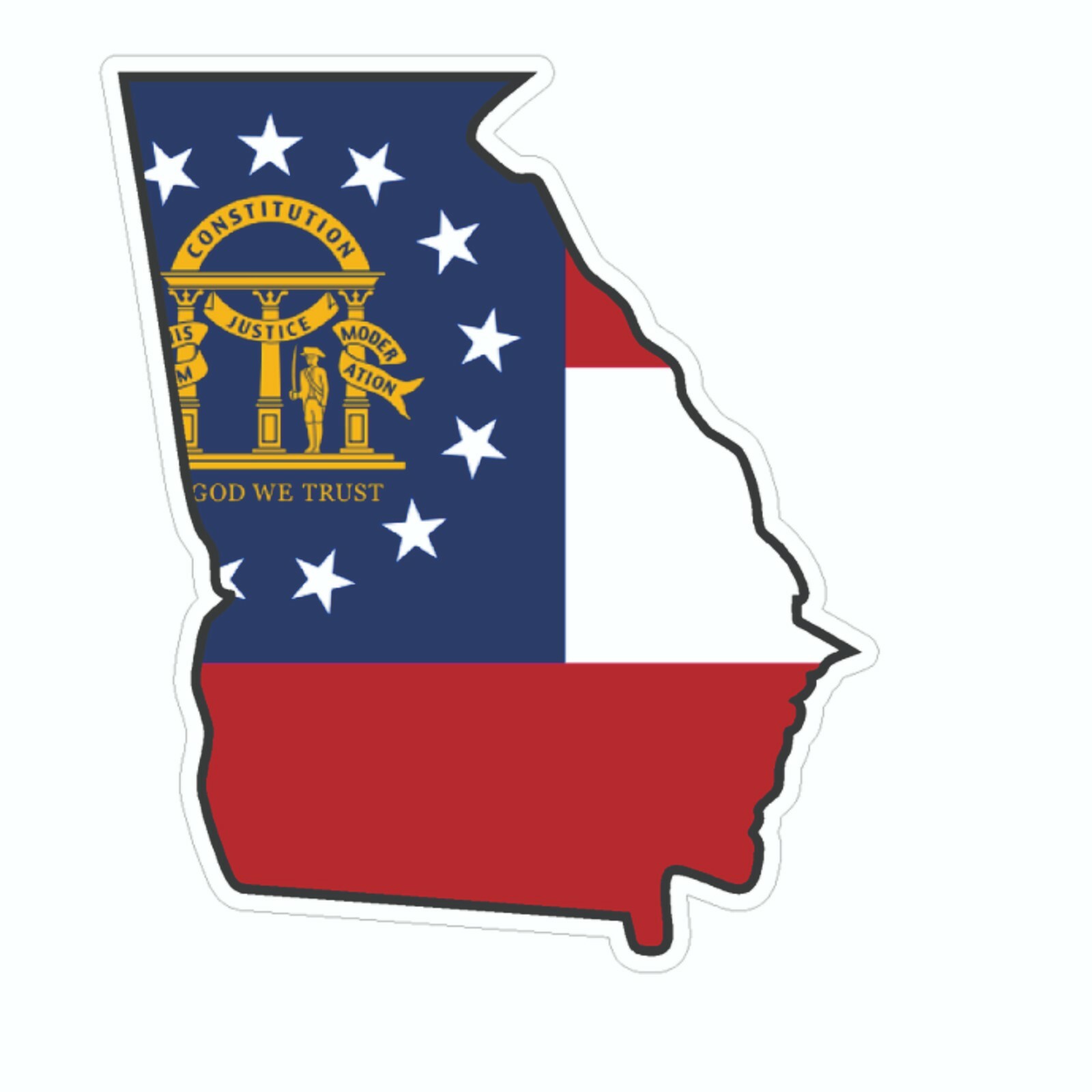 Georgia State Map Outline with Flag Sticker, Decal, Vacation Sticker