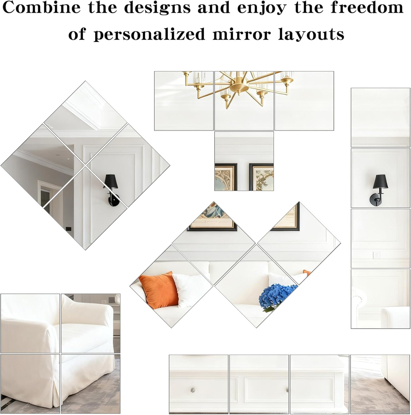 Acrylic Wall Mirrors 8×8 Inch Self Adhesive Square Tiles for Bedroom Home Gym