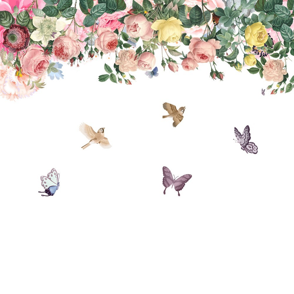1 Pcs Flower Cartoon Wall Art Stickers Removable Vinyl Decal Home Decoration