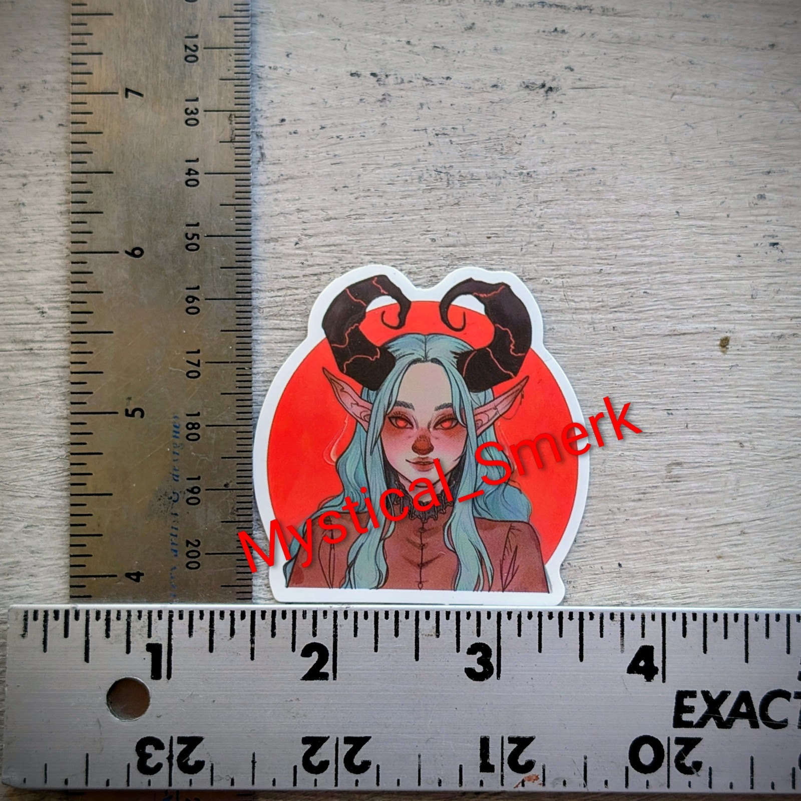 Haunted Active Spirit Demon Girl With Horns The Red Sun Power Dark Sticker 1 Pc