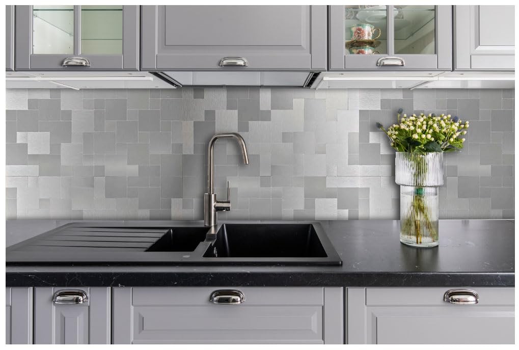 Peel and Stick Metal Backsplash Tiles, Self Adhesive Aluminum Mosaic 3D Wall …