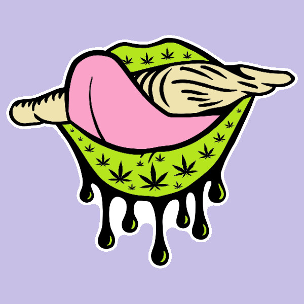 Green Weed Joint Sticker Weatherproof Vinyl Lips 420 Pot Cannabis Laptop UV Safe
