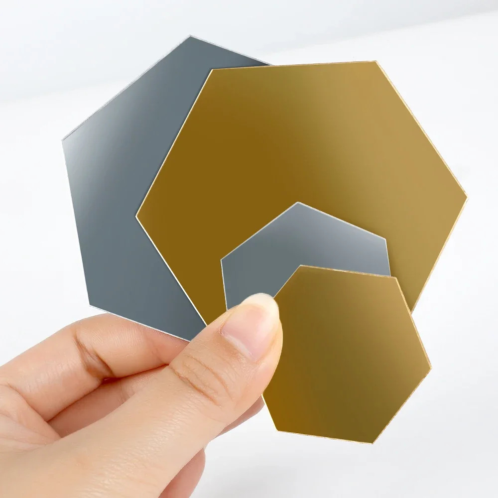 100/1pcs Hexagonal Acrylic Mirror Wall Sticker Mini Mirror Solid Paster