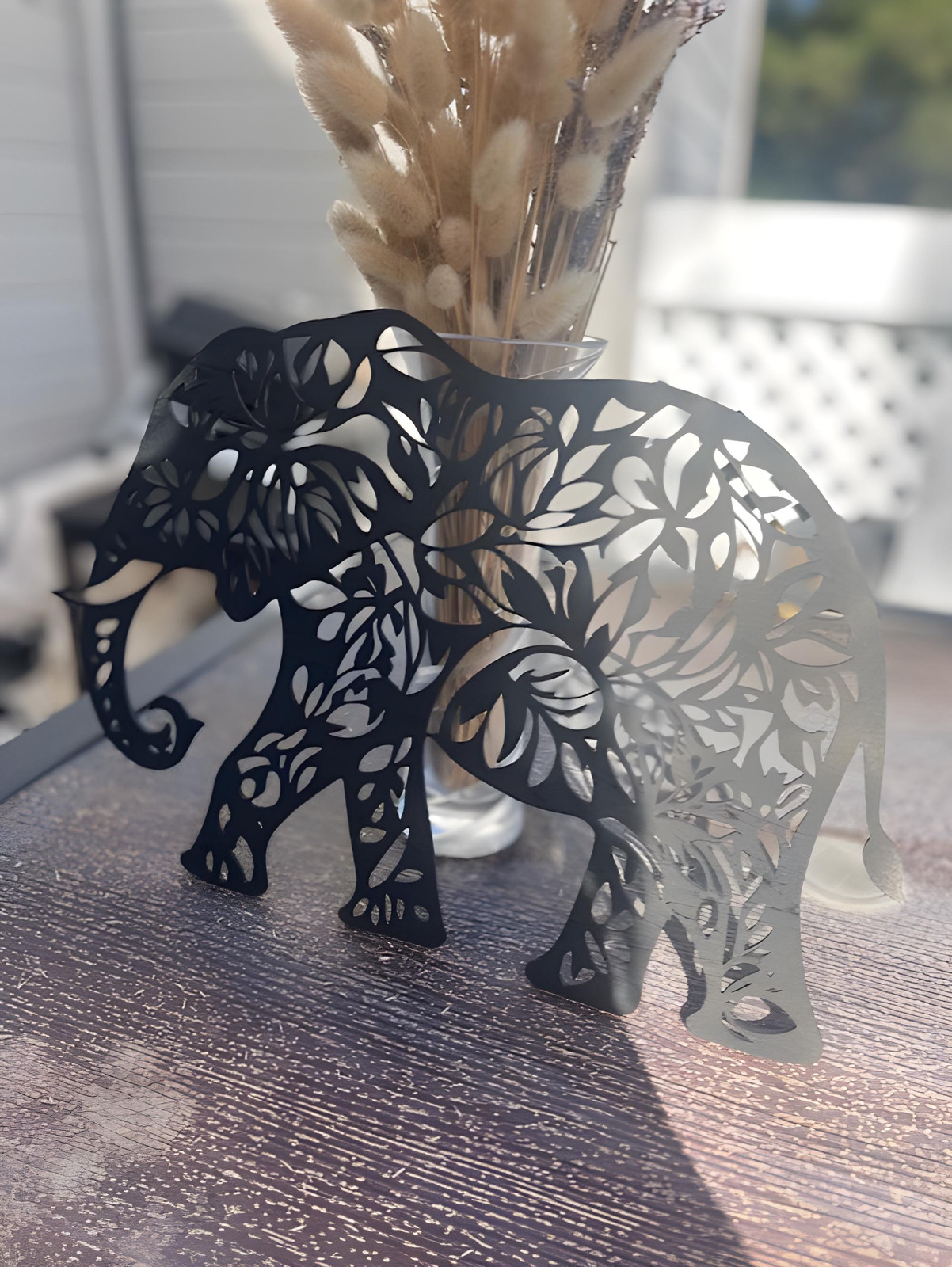 Modern Elephant Laser-Cut Wall Décor Minimalist Solid Color Wall Art