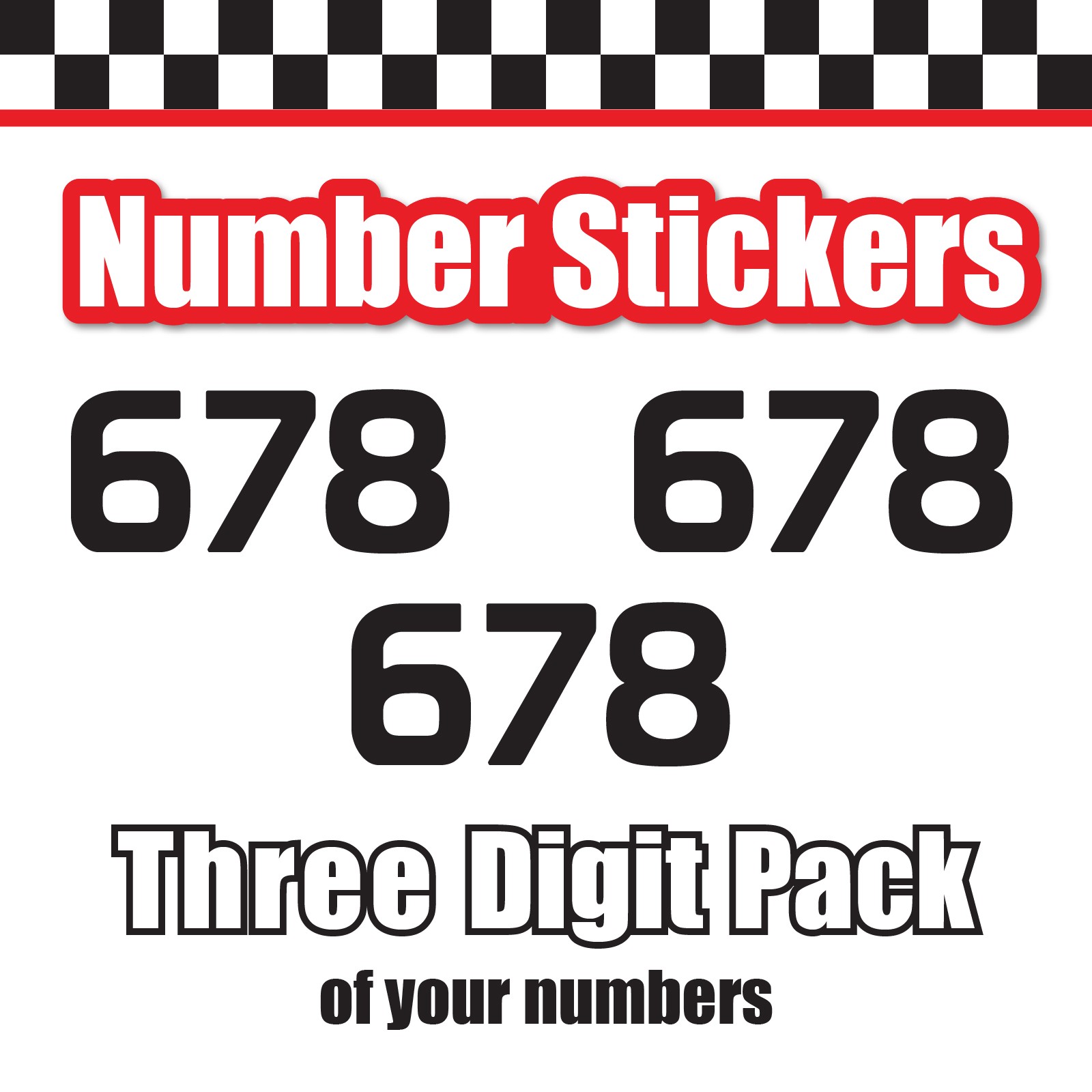 3x 3 Digit Custom Single Number Stickers Decal Locker Door Mailbox Prototype