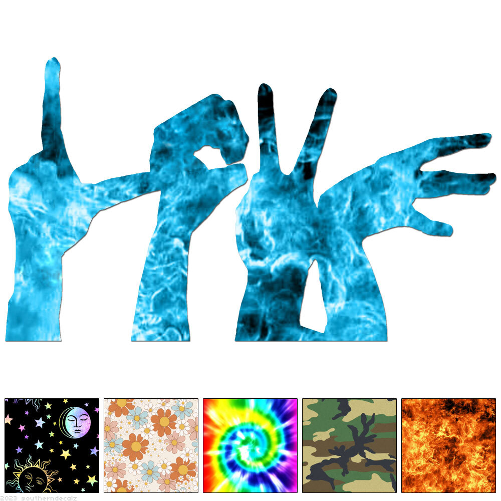 Love Hand Sign – Vinyl Decal Sticker – Multiple Patterns & Sizes – ebn6090