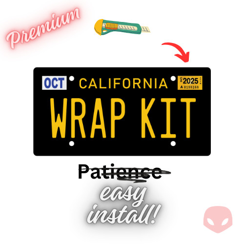 Obsidian Black and White Matte Dark Blue California Plate Wrap DIY Kit