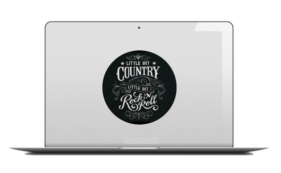 Music (Little Bit Country Little Bit Rock & Roll) 4" Vinyl Decal Car Cooler Bar