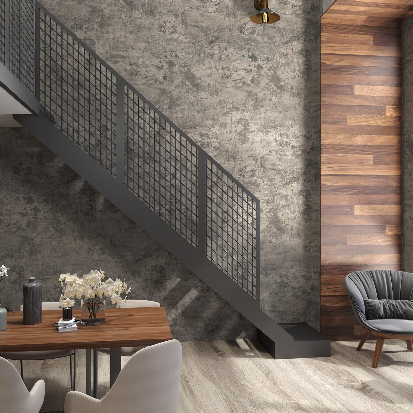 JSEVEM 48"×118" Extra Wide Thick Light Brown Grey Concrete Wallpaper Peel a