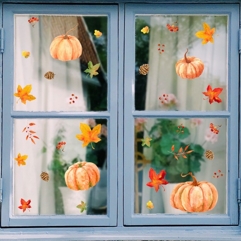 Static Window Stickers Decal Glass Home Furniture PVC Pumpkin Autumn New