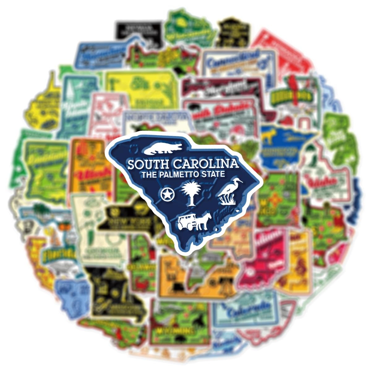 50Pcs United States Map Stickers – Waterproof Vinyl Removable No Usa-map