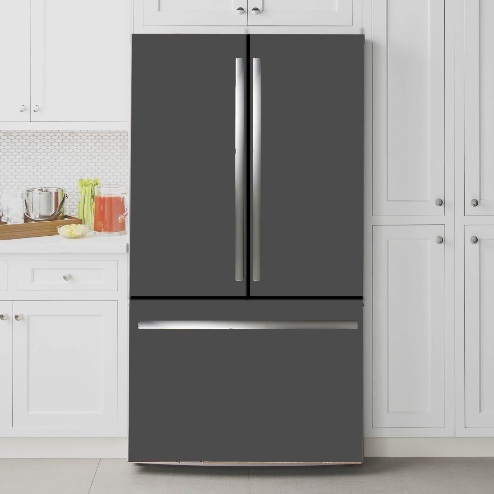 Modern Gray Refrigerator Wrap Kitchen Appliance Cover