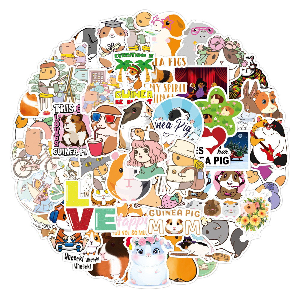 100Pcs Guinea Pig Sticker for Teens Girls Scrapbooking Water Bottles Waterproof