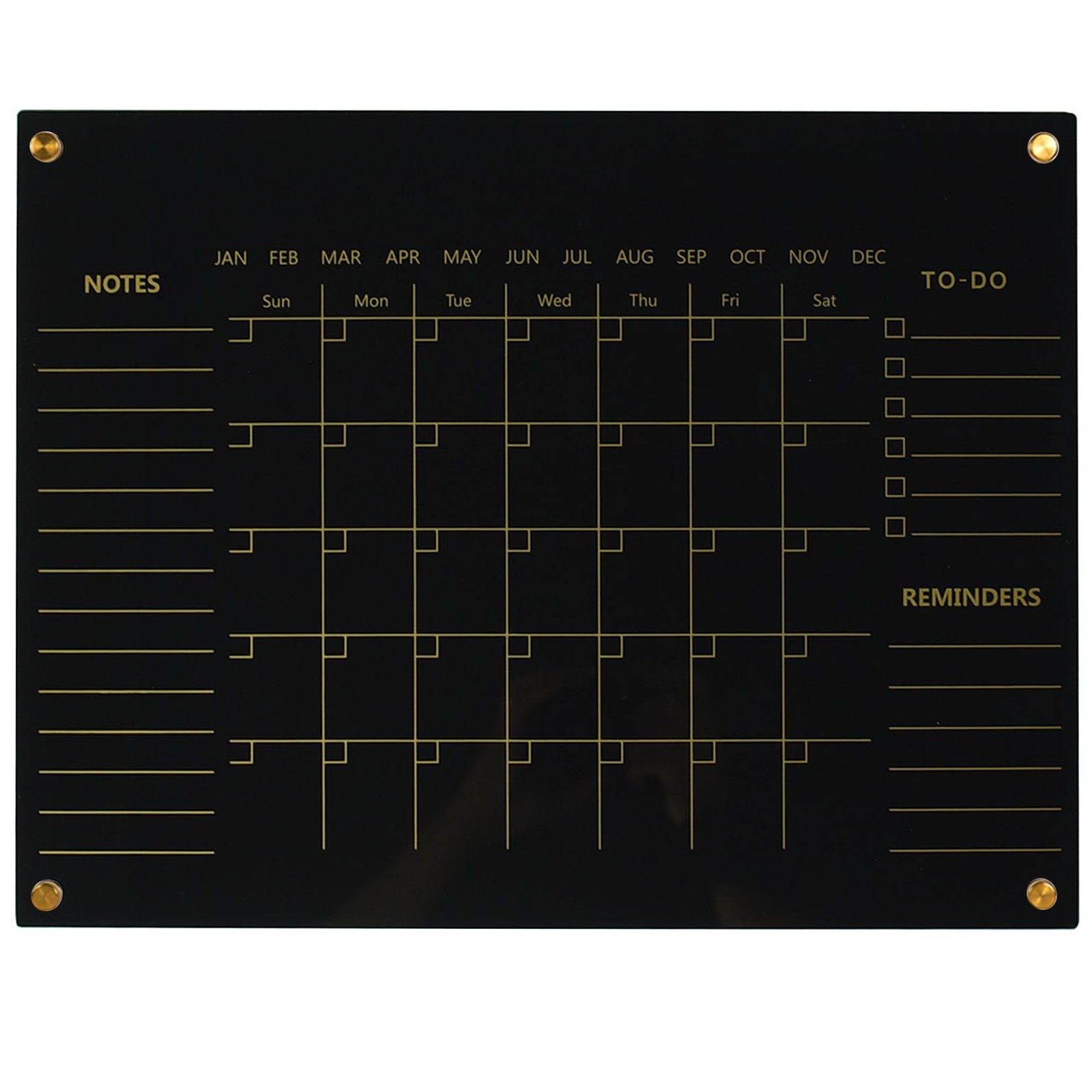 Black Acrylic Calendar Dry Erase for Wall, Family Planner, Monthly Calendar D…