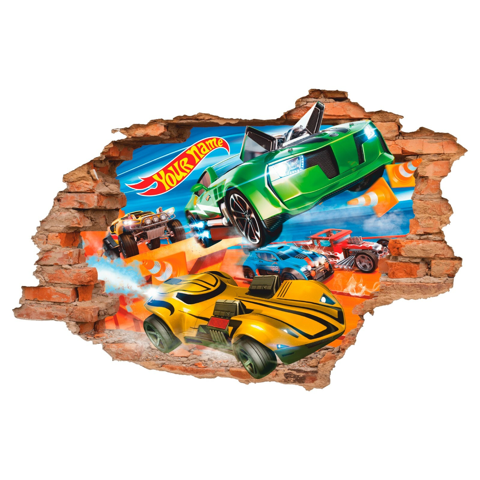 Hot Cars Personalized 3D Wall Decal, Toys Wall Sticker, Car, Decor