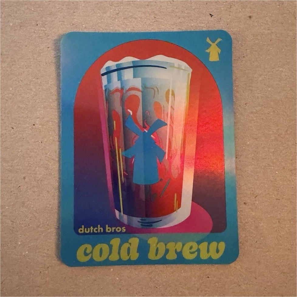 Dutch Bros Coffee Cold Brew Sticker Blue Red Yellow Coffee & Tea Theme