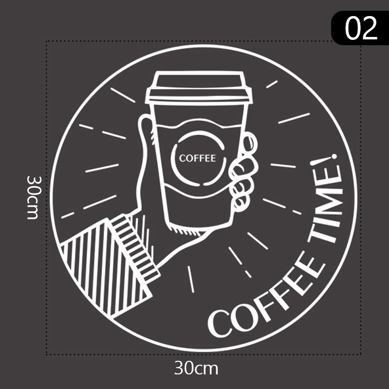 1pcs Coffee Shop Static Window Sticker Business Restaurant Storefront Logo Decor